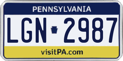 PA license plate LGN2987