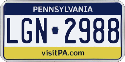 PA license plate LGN2988