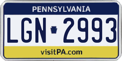 PA license plate LGN2993