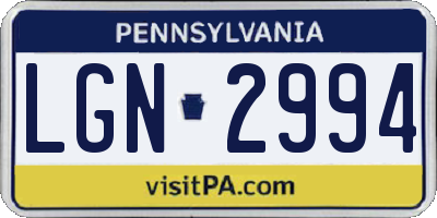 PA license plate LGN2994