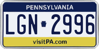 PA license plate LGN2996