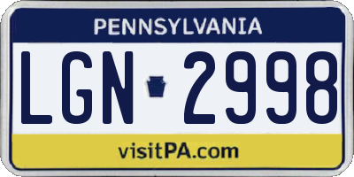 PA license plate LGN2998