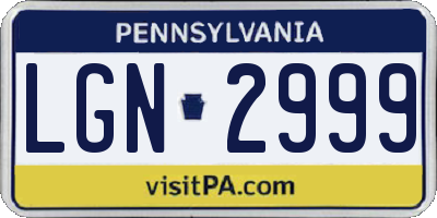 PA license plate LGN2999