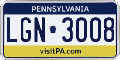 PA license plate LGN3008