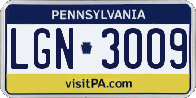 PA license plate LGN3009