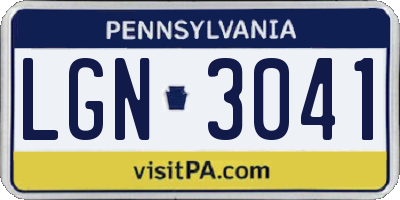 PA license plate LGN3041