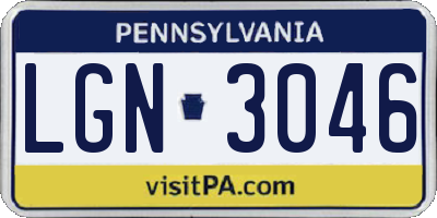 PA license plate LGN3046