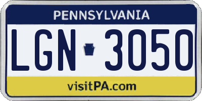 PA license plate LGN3050