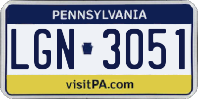 PA license plate LGN3051
