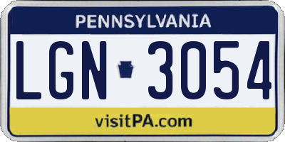 PA license plate LGN3054