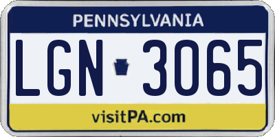 PA license plate LGN3065