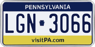 PA license plate LGN3066