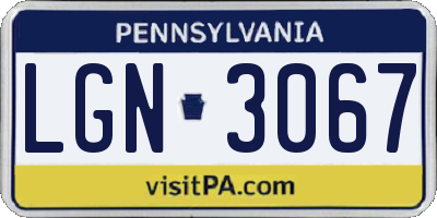 PA license plate LGN3067
