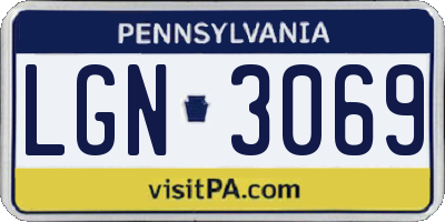 PA license plate LGN3069