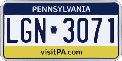 PA license plate LGN3071