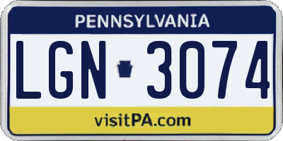 PA license plate LGN3074
