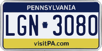 PA license plate LGN3080