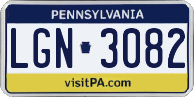 PA license plate LGN3082