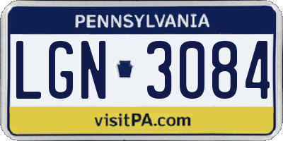 PA license plate LGN3084