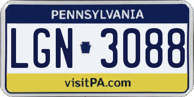 PA license plate LGN3088