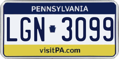 PA license plate LGN3099