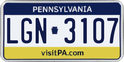PA license plate LGN3107