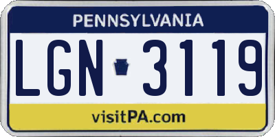 PA license plate LGN3119
