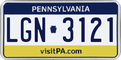 PA license plate LGN3121
