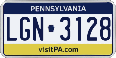 PA license plate LGN3128