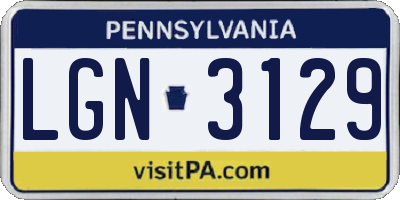 PA license plate LGN3129