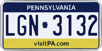 PA license plate LGN3132