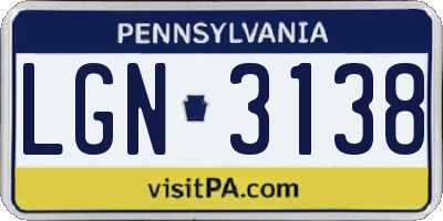 PA license plate LGN3138