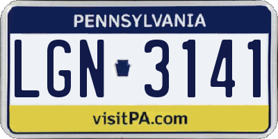 PA license plate LGN3141