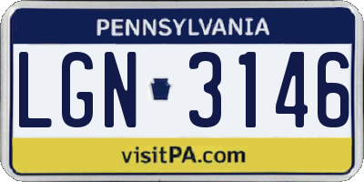 PA license plate LGN3146
