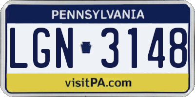 PA license plate LGN3148