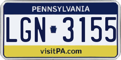 PA license plate LGN3155