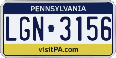 PA license plate LGN3156