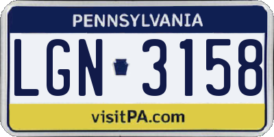 PA license plate LGN3158