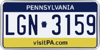 PA license plate LGN3159