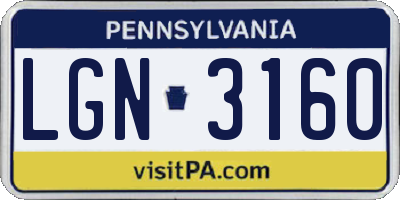 PA license plate LGN3160