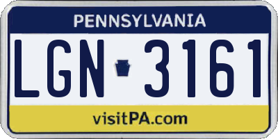 PA license plate LGN3161