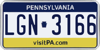 PA license plate LGN3166