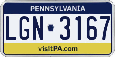 PA license plate LGN3167