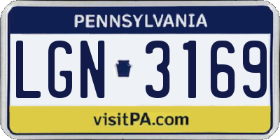 PA license plate LGN3169