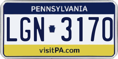 PA license plate LGN3170