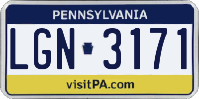 PA license plate LGN3171
