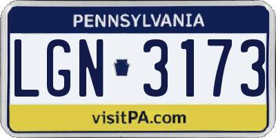 PA license plate LGN3173
