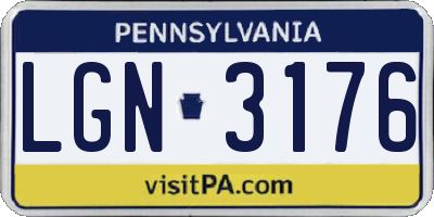 PA license plate LGN3176
