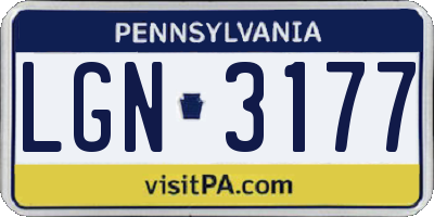 PA license plate LGN3177