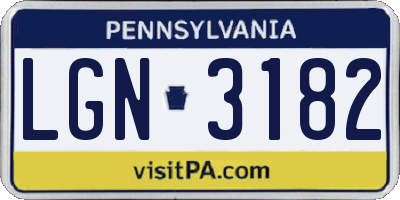 PA license plate LGN3182